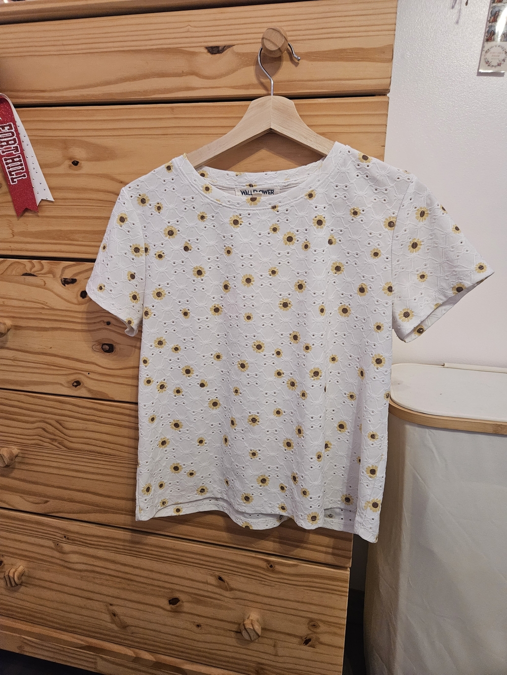 Wallflower White Eyelet Sleep Top with Yellow Floral Accents